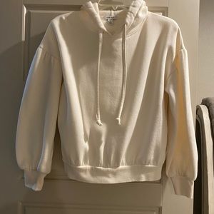 Cream colored ladies fancy lined hoodie.